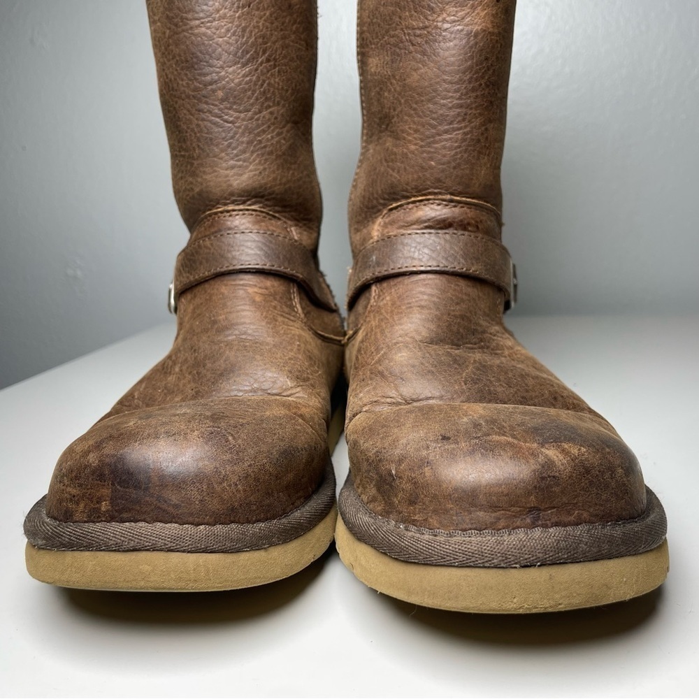 UGG Australia Kensington Leather Shearling Buckle Boots Brown Women’s Size 5 - Picture 8 of 12